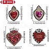 GOMAKERER 8Pcs 4 Style Sacred Heart Glass Rhinestone Appliques PATC-GO0001-03-3