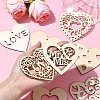 40Pcs 8 Style Wedding Theme Unfinished Wood Heart Pendant Decorations WOOD-CJ0002-06-4