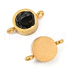 Natural Mixed Gemstone Chip 304 Stainless Steel Flat Round Connector Charms KK-P300-30G-2