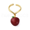 Brass Enamel Open Cuff Rings for Women RJEW-U057-20G-4