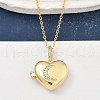 Brass Micro Pave Clear Cubic Zirconia Heart Locket Pendant Necklaces for Women NJEW-S449-04A-G-2