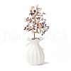Mother's Day Natural Gemstone Chips with Brass Wrapped Wire Money Tree on Ceramic Vase Display Decorations DJEW-B007-01D-2
