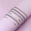 6Pcs 6 Styles Iron & Brass Chain Bracelets for Women WGAF0A7-01-2