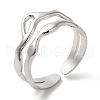 304 Stainless Steel Hollow Wave Open Cuff Ring for Women RJEW-I098-03P-1