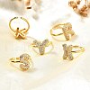26Pcs Brass Micro Pave Clear Cubic Zirconia Open Cuff Rings RJEW-R218-01G-5