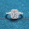 Rhodium Plated 925 Sterling Silver Micro Pave 8.2x4.9mm Moissanite Finger Rings for Women WG8E258-72-1