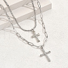 Vintage Iron Gothic Cross Pendant Double Layered Necklaces NG0204-4