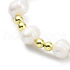 Mother's Day Jewellery Adjustable Natural Pearl & Brass Braided Beaded Bracelet for Women BJEW-O187-01-2