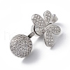 Rack Plating Butterfly Brass Micro Pave Clear Cubic Zirconia Fold Over Magnetic Clasps KK-C019-20P-3