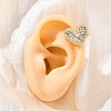 Heart Brass Micro Pave Clear Cubic Zirconia Cuff Earrings EJEW-H158-21G-3