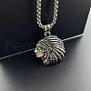 Stylish Punk Necklace Retro Native American Stainless Steel Pendant for Men RD0564-2