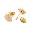Enamel Clover with Crystal Rhinestone Stud Earrings with 316 Surgical Stainless Steel Pins EJEW-A081-12G-3