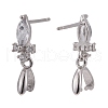 Rhodium Plated 925 Sterling Silver Stud Earring Findings STER-F048-34P-2