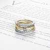 Stainless Steel Micro Pave Clear Cubic Zirconia Stackable Finger Rings WGD96BD-02-1