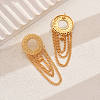 Flat Round with Chain Charm Alloy Dangle Stud Earrings MO1594-5