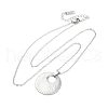 Flat Round 304 Stainless Steel Pendant Necklaces NJEW-M096-05P-2