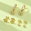 304 Stainless Steel Rhinestone Clover & Round Earring Sets EJEW-Z098-13G-1