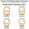 Beebeecraft 8Pcs 4 Size 201 Stainless Steel Cuff Ring Findings RJEW-BBC0001-11-2