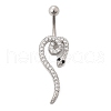 Alloy Rhinestone Snake Curved Barbell Belly Rings AJEW-R007-03P-02-4