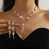 Ear of Wheat Alloy Crystal Rhinestone Pendant Necklaces & Stud Dangle Earrings Sets FS-WGD4E70-02-2