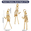  8Pcs 4 Style Halloween Brass Micro Pave Clear Cubic Zirconia Pendants ZIRC-NB0002-01-6