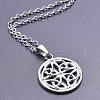 201 Stainless Steel Flat Round with Viking Knot Pendant Necklaces for Women Men FS-WGDB207-01-1