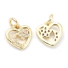 Brass Clear Cubic Zirconia Charms ZIRC-B010-14G-2