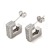 Brass Micro Pave Clear Cubic Zirconia Stud Earrings for Women EJEW-A040-06P-1