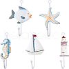 Mediterranean Style Composite Wood Wall Hooks AJEW-FH0001-05-1