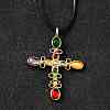 304 Stainless Steel Cubic Zirconia Pendant Necklaces NJEW-H070-03G-1