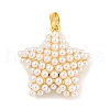 Rack Plating Brass & ABS Plastic Imitation Pearl Pendants X-KK-N255-03C-G-RS-1