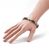 Natural Tiger Eye & Synthetic Turquoise(Dyed) Cross Beaded Bracelet BJEW-TA00179-01-4