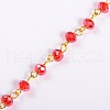 Handmade Rondelle Glass Beads Chains for Necklaces Bracelets Making AJEW-JB00037-06-1