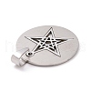 Non-Tarnish Flat Round with Star 201 Stainless Steel Pendants STAS-I032-146-2