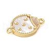 Brass Pave Natural White Shell Connector Charms KK-S522-03D-G-2