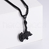 Retro Rock Punk Men's Dragon Head Axe Stainless Steel Pendant Necklaces AW4292-3-1