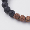 Natural Lava Rock and Rudraksha Beads Stretch Bracelets BJEW-E326-01-2