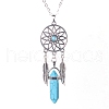 Platinum Aolly Web with Feather Shape Alloy Pendant Necklace PW-WG42683-02-1