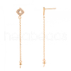 Brass Micro Pave Clear Cubic Zirconia Earring Findings KK-T062-222G-NF-1