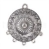 Flat Round Tibetan Style Alloy Chandelier Components PALLOY-I116-02AS-1