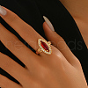 Brass Micro Pave Cubic Zirconia Adjustable Fingers Ring for Women TC6550-1-4