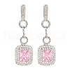 Brass Micro Pave Cubic Zirconia Dangle Stud Earrings EJEW-H014-15P-2
