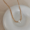 Natural Shell Initial Pendant Glass Beaded Pendant Necklaces FS-WG76541-20-1