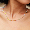 Bohemian Beach Vacation Brass Enamel Sunflower Handmade Link Chain Necklaces Women's Date Gift HM4276-4