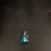 Alloy Mermaid Cage Pendant Necklace with Synthetic Luminaries Stone LUMI-PW0001-065P-06A-1