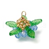 Glass with Round Shell Pearl & Acrylic Charms & Brass Seed Beads Pendants PALLOY-MZ00646-01-2