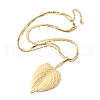304 Stainless Steel Leaf Pendant Double Layered Necklaces for Women NJEW-U051-02G-2