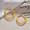 Brass Triple Hoop Earrings for Women EJEW-U055-01G-1