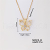 Vintage Brass Rhinestones Butterfly Pendant Necklace for Women TU3121-1-1