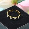 Heart 304 Stainless Steel Enamel Open Cuff Rings for Women RJEW-U034-01G-02-2